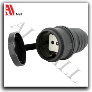 rubber connector plug – grounded female socket – 16a – 220v – black