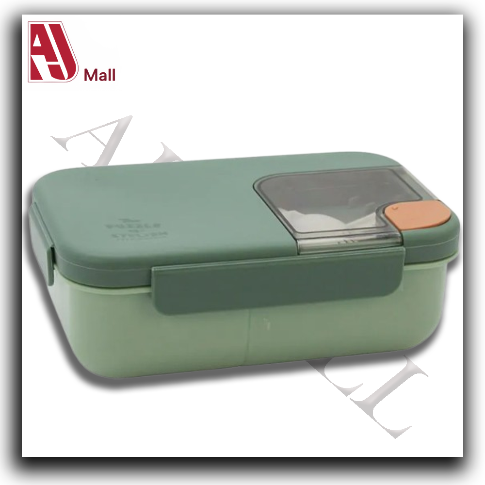 Compartmentalized Lunch Box – Gray & Lime Yellow - Image 3