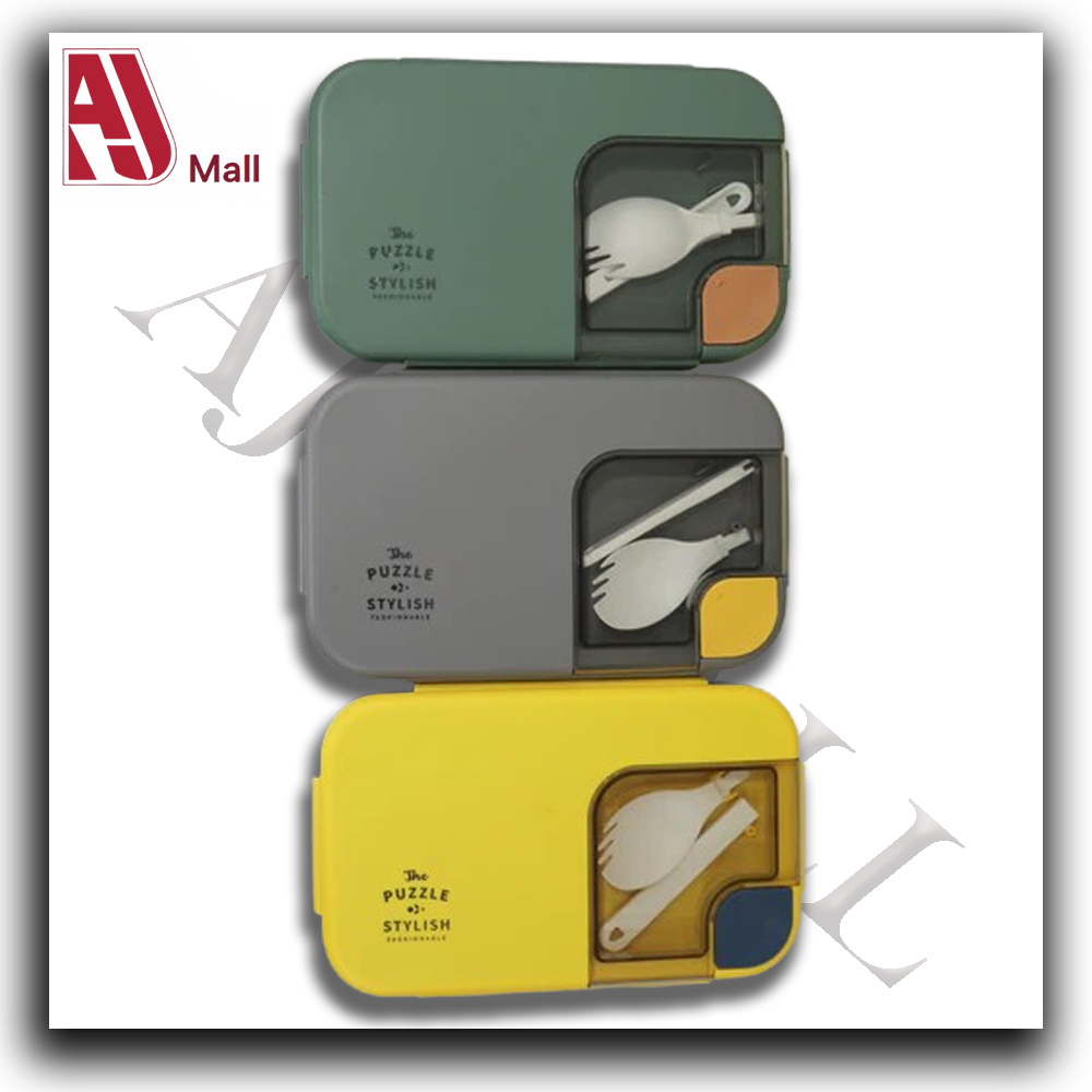 Compartmentalized Lunch Box – Gray & Lime Yellow