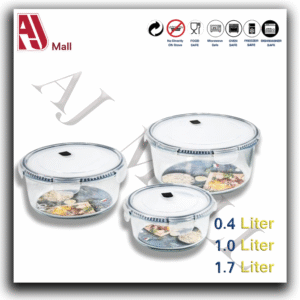 3-Piece Glass Food Storage Container Set – Airtight & Leakproof | 0.4L + 1.0L + 1.7L | Microwave, Oven & Freezer Safe