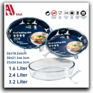 Barella 3-Piece Oval Glass Baking Dish Set – 1.6L + 2.4L + 3.2L | Heat-Resistant | Oven, Microwave & Freezer Safe