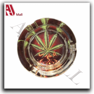 Glass Ashtray – Flaming Leaf Design