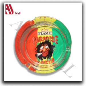 Glass Ashtray – Flame Paradise Rasta Edition