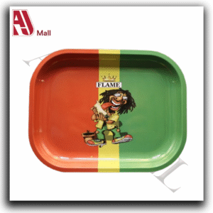 Flame Rasta Cartoon Rolling Tray – Reggae Vibes Edition