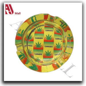 Glass Ashtray – Cannabis Patchwork Rasta Edition