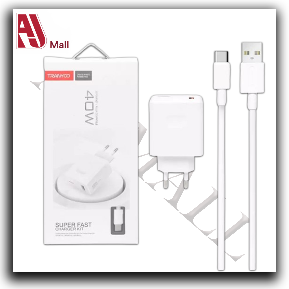 Tranyoo 40W Super Fast Charger Kit – USB Adapter + Cable