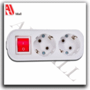 universal power extension strip – 4 sockets – 250v – 3m cable – with power switch – white