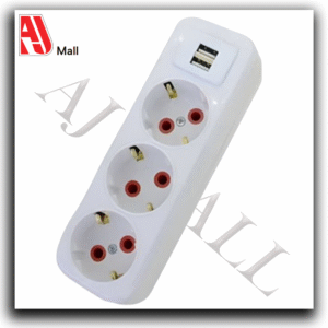 universal power extension strip – 4 sockets – 250v – 3m cable – with power switch – white