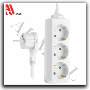 universal power extension strip – 4 sockets – 250v – 3m cable – with power switch – white