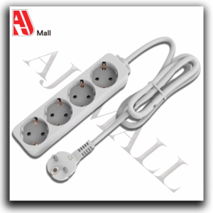 universal power extension strip – 4 sockets – 250v – 3m cable – with power switch – white