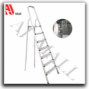 aluminum folding household ladder with extended safety rail – 7 steps