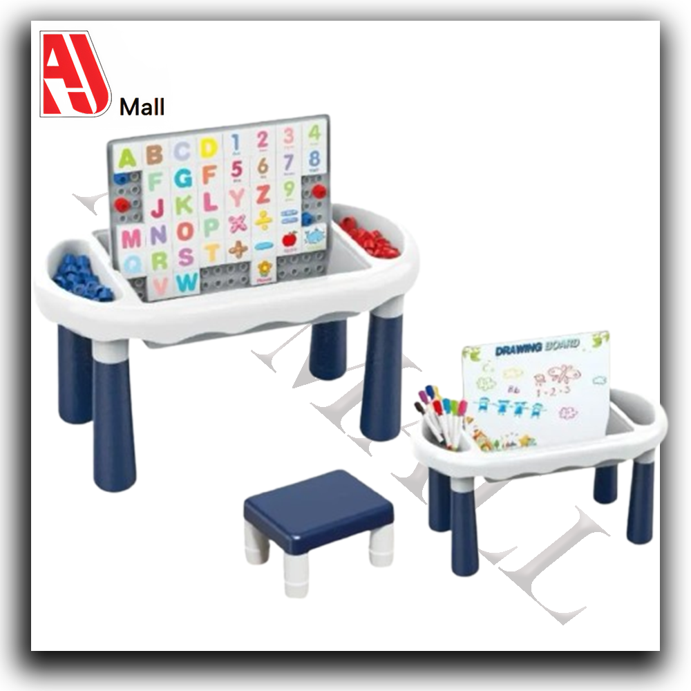 Kids Educational Activity Table & Drawing Board Set