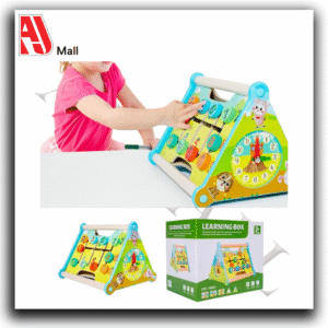 wooden learning box – numbers, clock & fine motor skills toy