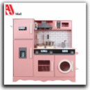 wooden kids play kitchen set – pink pretend cooking station