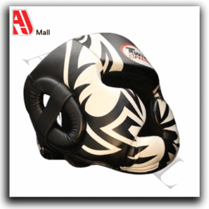boxing head guard – full face protective headgear (black & white)