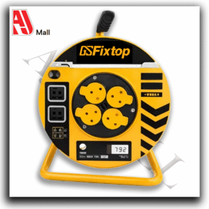 fixtop heavy duty extension cable reel with multiple sockets & digital display