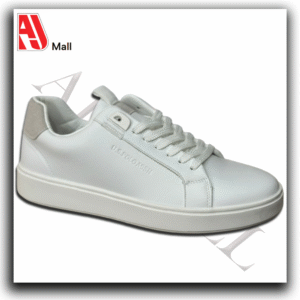 men’s casual low top sneakers – white with white sole