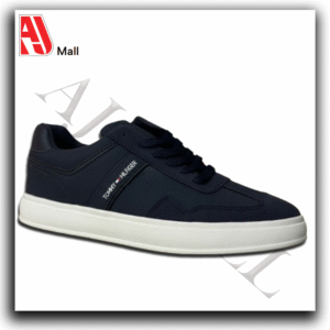 men’s navy blue low top casual sneakers with white sole