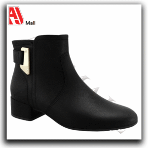 minimal buckle low heel ankle boots – black classic comfort boots