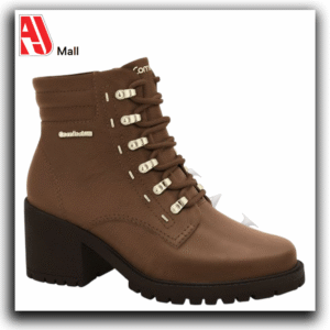 brown lace up block heel ankle boots – rugged sole fashion boots