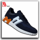 aj mall urban comfort sneakers – navy blue with white stripes & orange accent