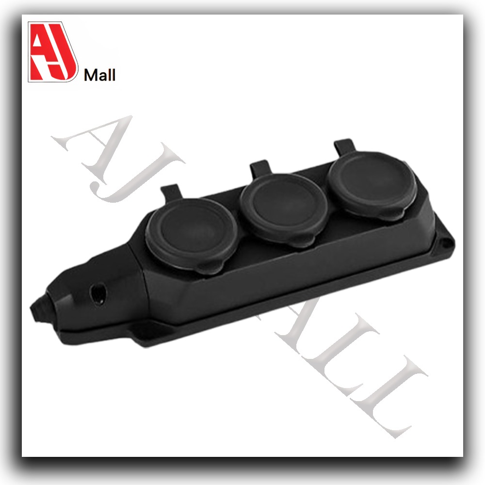 rubber 3 gang group socket – 16a – 250v – max3500w – black