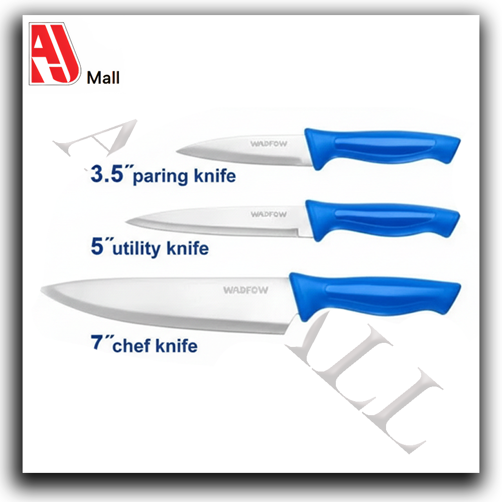 wadfow kitchen knife set – paring, utility & chef knives (3 pieces)